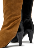 Khaite Harvey 85 Suede and Leather Over-the-knee Boots Black And Caramel