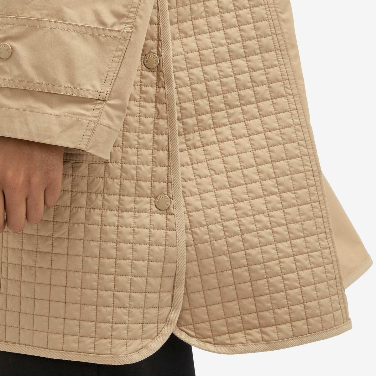 Moncler Women's Meudon Long Parka Jacket in Beige Moncler