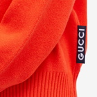 Gucci Men's Logo Tab Crew Neck Knit Jumper in Tomato Red