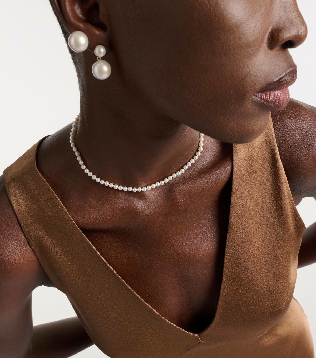 Sophie Bille Brahe La Belle Moon 14kt gold necklace with pearls