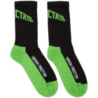 Heron Preston Black and Green Logo Socks