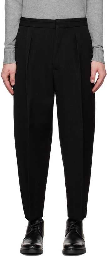 Photo: ZEGNA Black One Pleat Trousers