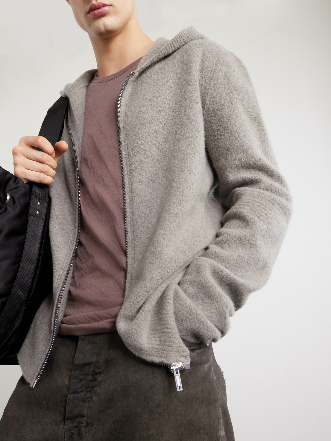 Rick Owens - Cashmere-Blend Felt Zip-Up Hoodie - Gray