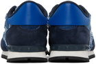 Valentino Garavani Blue Rockrunner Camouflage Denim Sneakers