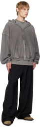 Alexander Wang Gray Oversize Star Logo-Print Zip-Up Hoodie