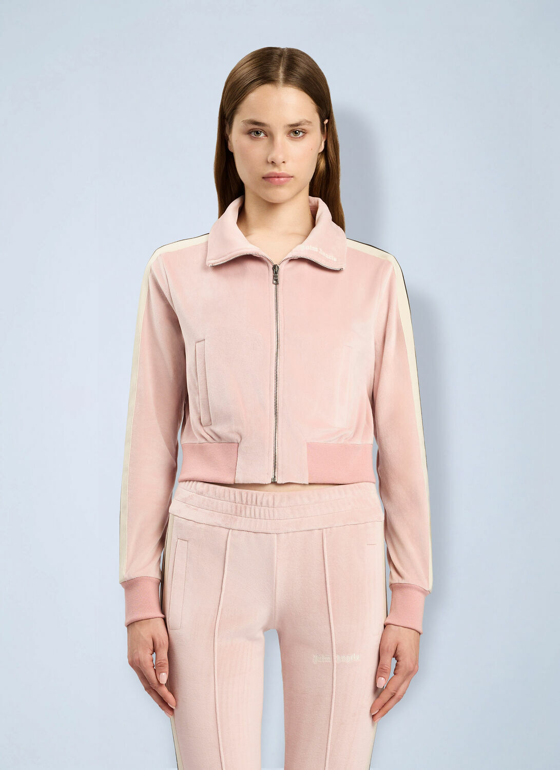 Palm Angels Logo Chenille Crop Track Jacket