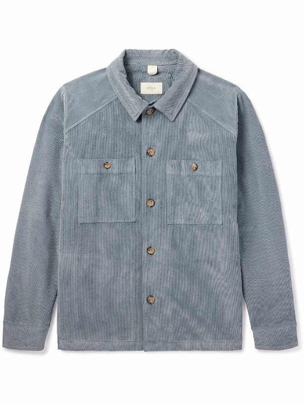 Photo: Altea - Morgan Garment-Dyed Cotton-Blend Corduroy Overshirt - Blue