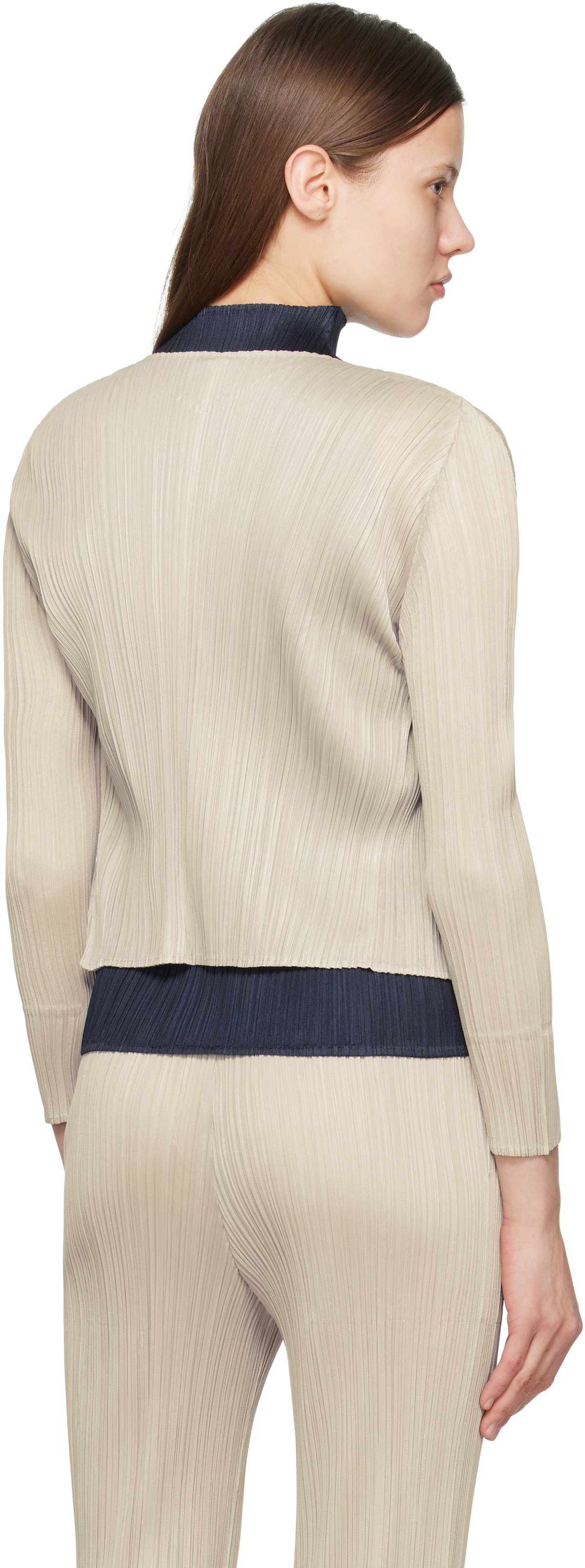 PLEATS PLEASE ISSEY  long cardigan one piece PP73-JA204 Sage green 04