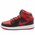 Air Jordan Men's 1 Mid BG Sneakers in Black/Fire Red
