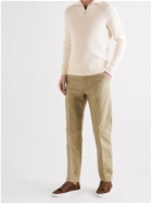 LORO PIANA - Ribbed Cotton and Silk-Blend Half-Zip Sweater - White - IT 48