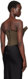 Magda Butrym Brown Draped Strapless Corset