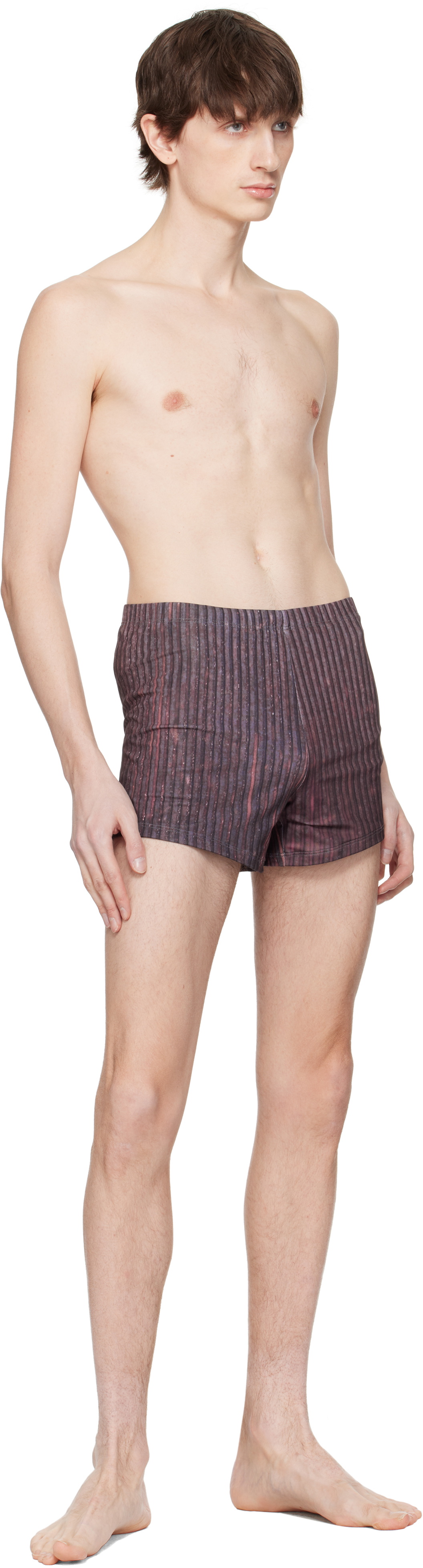 Serapis Burgundy Aub Stripes Swim Shorts