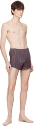 Serapis Burgundy Aub Stripes Swim Shorts