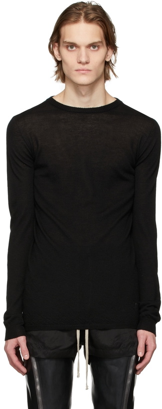 Photo: Rick Owens Black Biker Level Crewneck Sweater