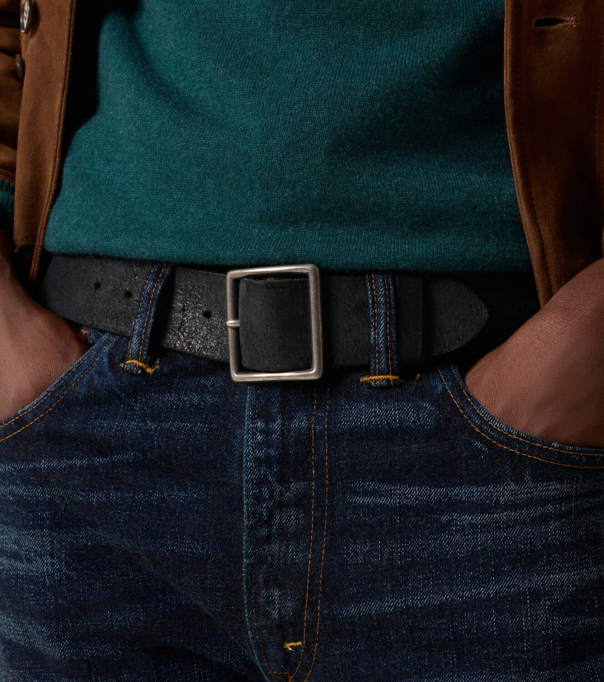 RRL Jones distressed leather belt