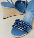 Gucci Logo denim espadrille wedges