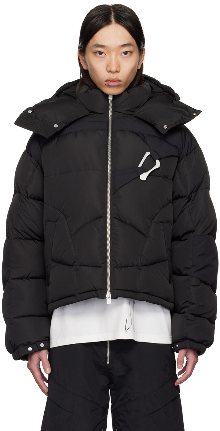 HELIOT EMIL Black Abstract Down Puffer Jacket Heliot Emil