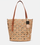 Rabanne Small embellished raffia tote bag