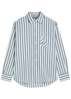 Jacquemus La Chemise Voilier Striped Cotton-blend Shirt White And Blue