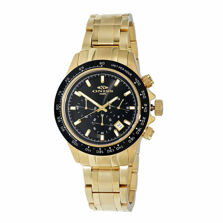 Photo: Oniss ONZ6612 Chronograph Tachymeter Black Dial Mens Watch ON6612-MGBK
