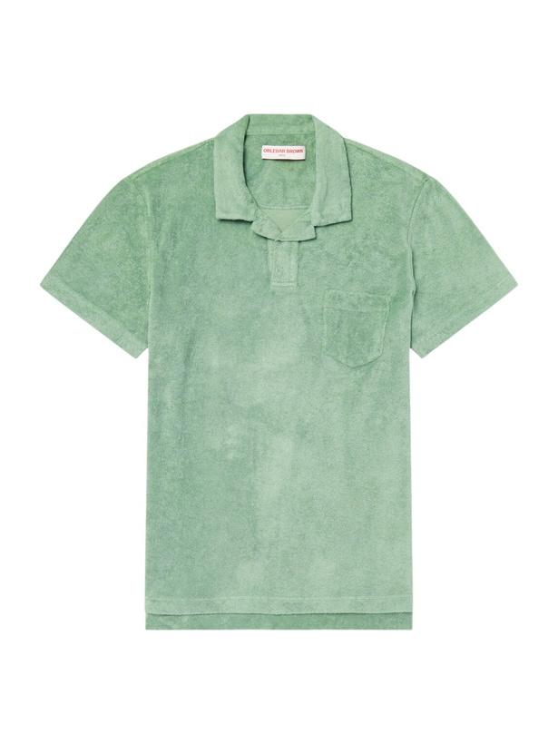 Photo: Orlebar Brown - Terry Cotton-Terry Polo Shirt - Green