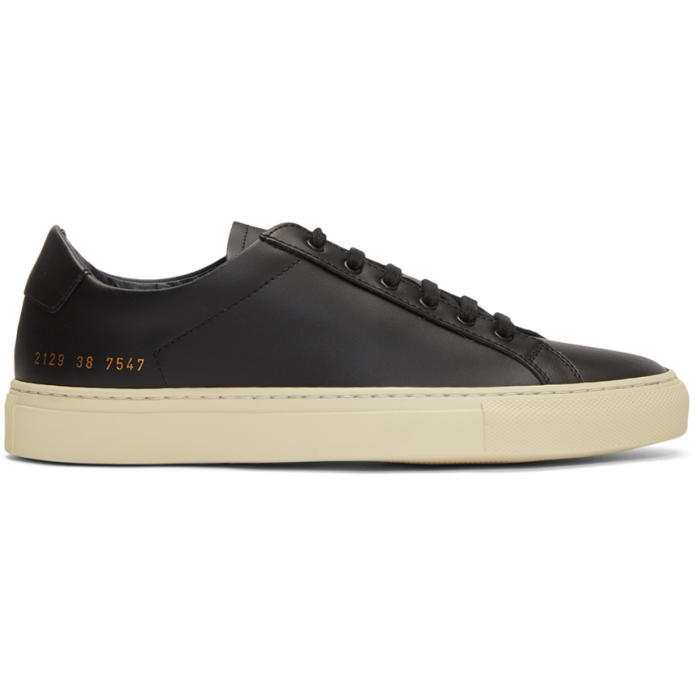 Photo: Common Projects Black and Off-White Achilles Retro Low Sneakers 