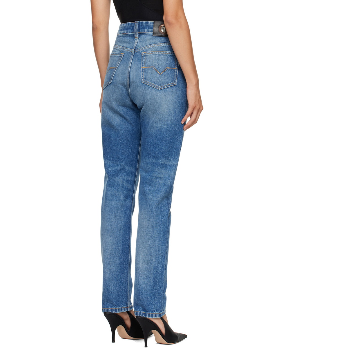 Versace Blue High Waist Straight Jeans