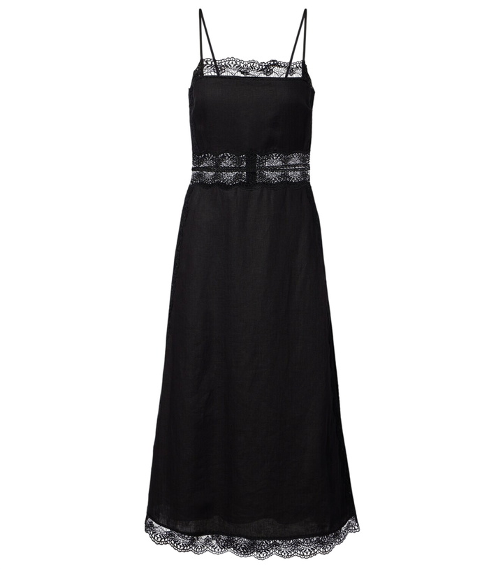 Photo: Staud Amalina lace-trimmed linen midi dress