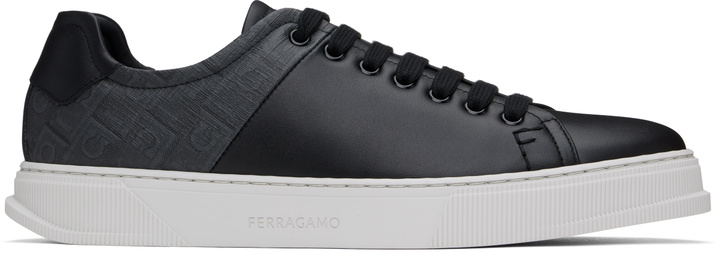 Photo: Ferragamo Black Low Top Sneakers