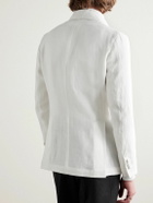 De Petrillo - Cantone Shawl-Collar Double-Breasted Linen Tuxedo Jacket - White