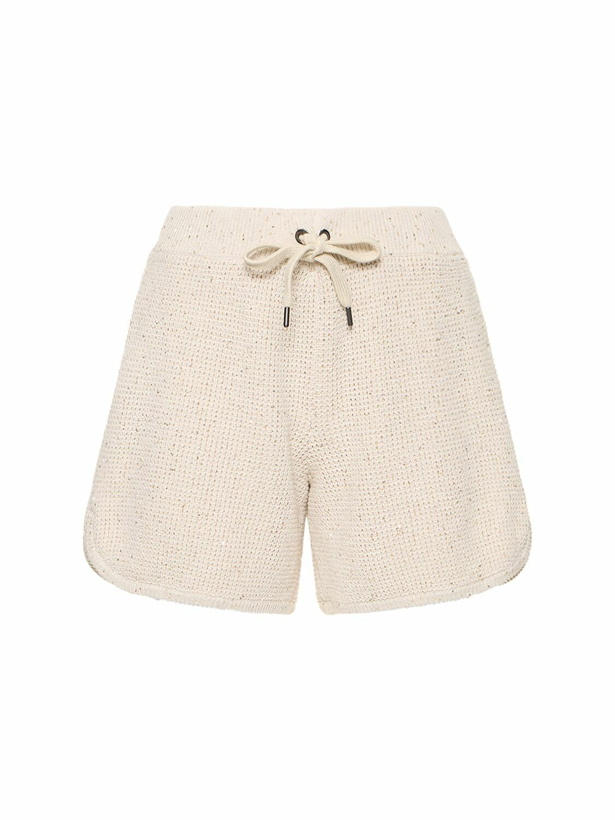 Photo: BRUNELLO CUCINELLI - Cotton Knit Sequined Jogger Shorts