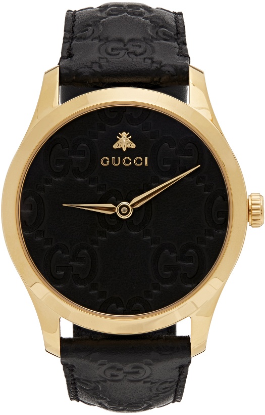 Photo: Gucci Black & Gold G-Timeless GG Watch