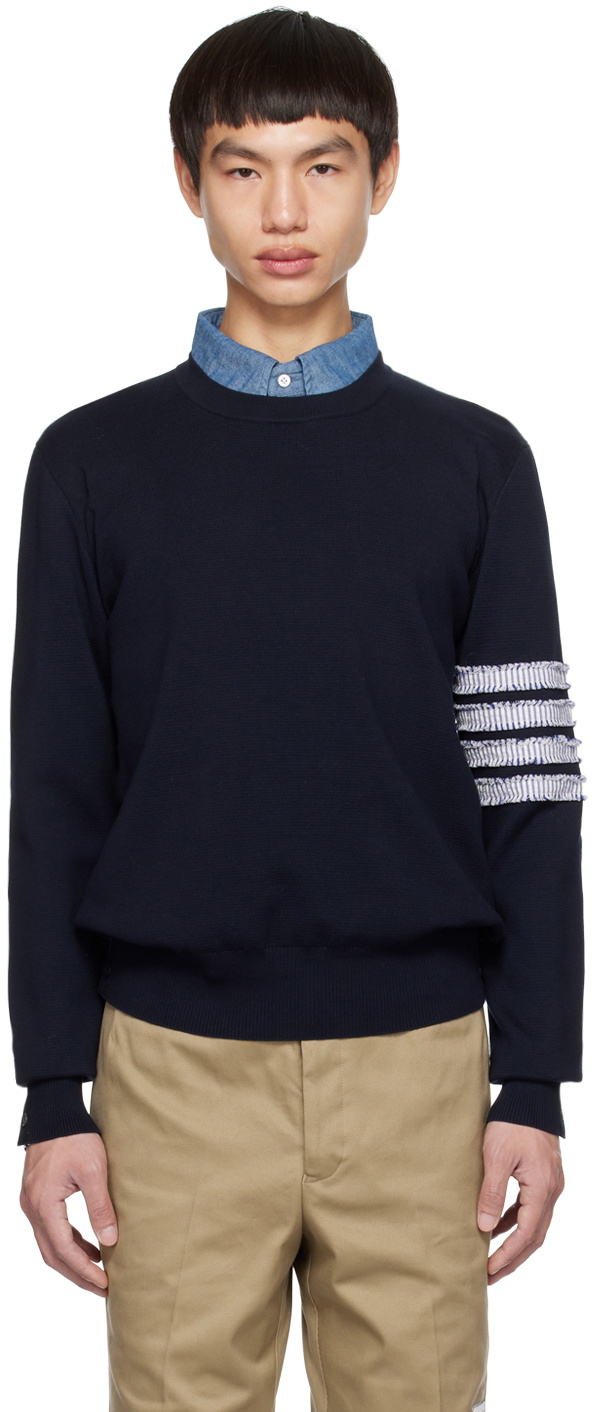 Thom Browne Navy 4-Bar Sweater Thom Browne