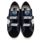 Golden Goose Navy and White Corduroy Old School Superstar Sneakers