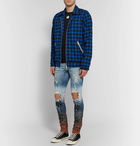 AMIRI - Thrasher Skinny-Fit Distressed Printed Stretch-Denim Jeans - Men - Light denim