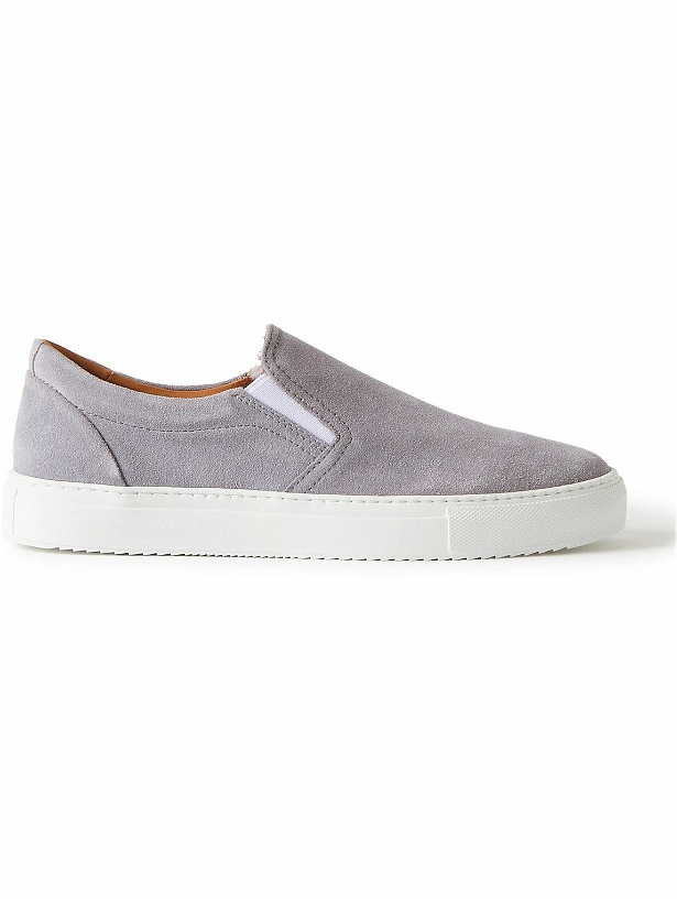 Photo: Mr P. - Regenerated Suede by evolo® Slip-On Sneakers - Gray