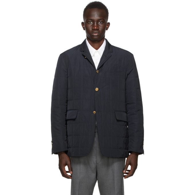 Photo: Thom Browne Navy Down RWB Stripe Sport Coat