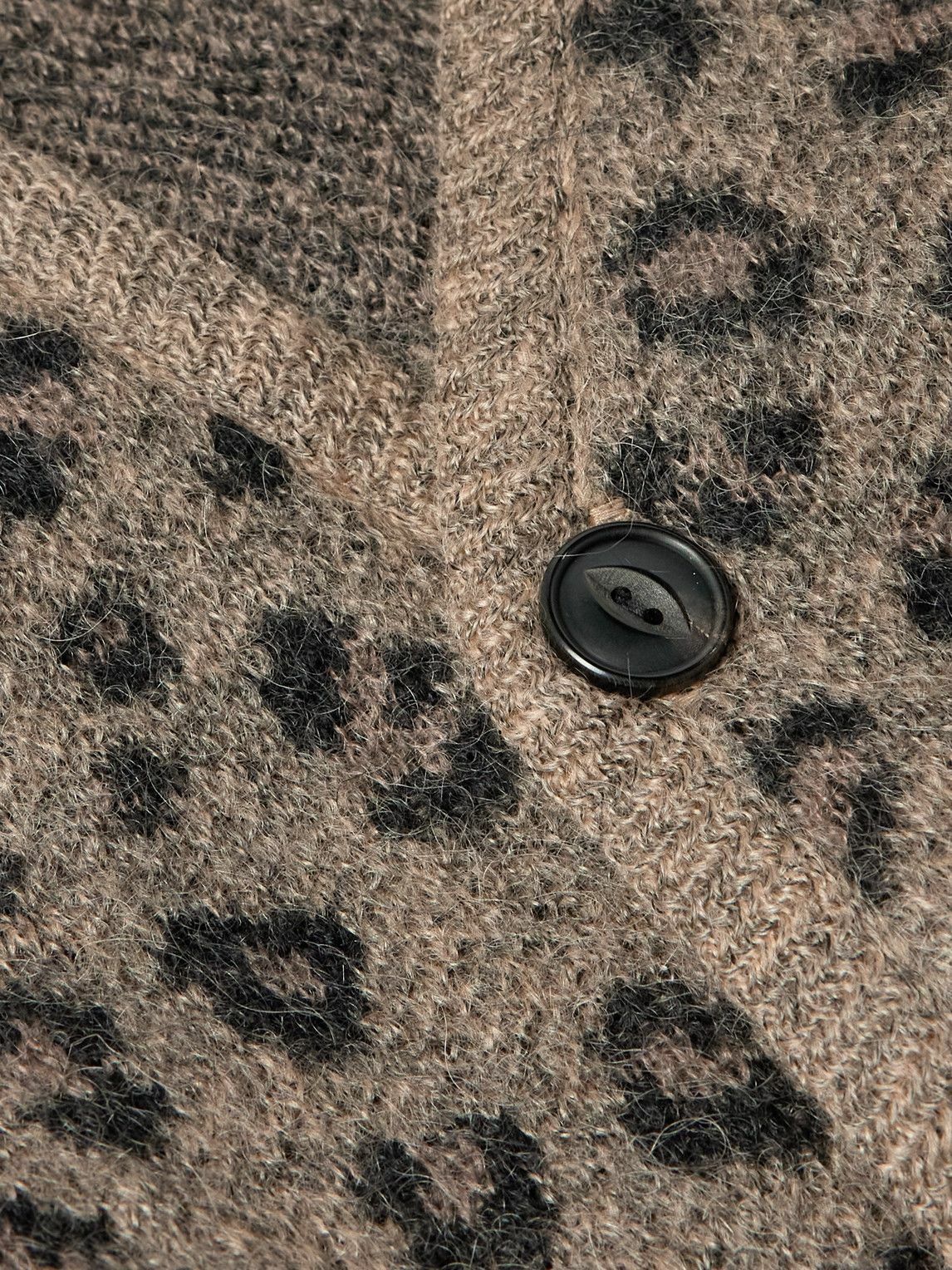 Wacko Maria - Leopard Jacquard-Knit Cardigan - Brown