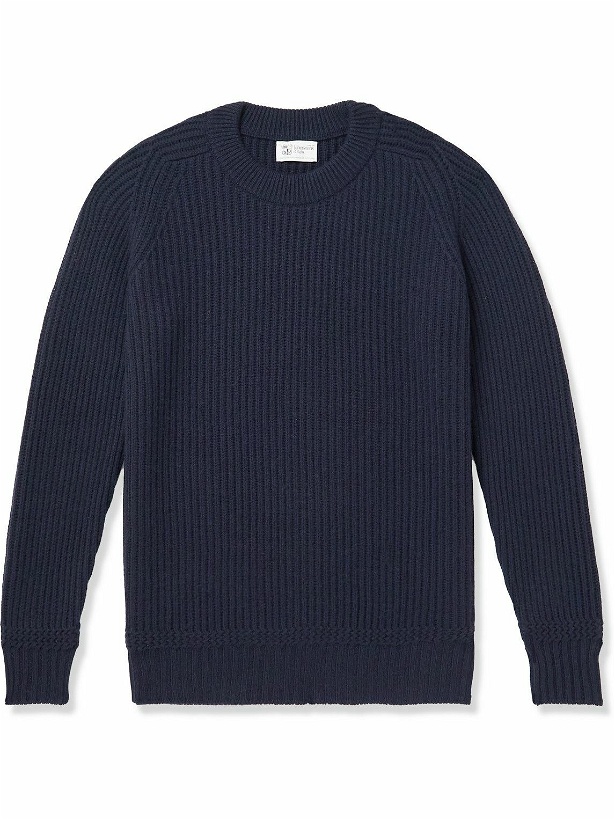 Photo: Johnstons of Elgin - Ribbed Cashmere Sweater - Blue
