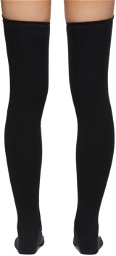 Sacai Black Faux-Leather Thigh High Socks