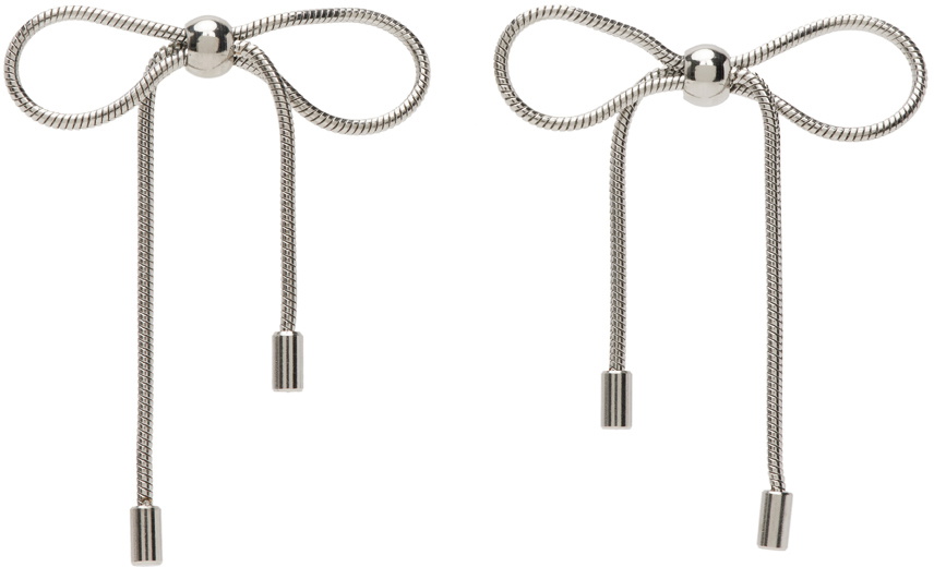 Marland Backus SSENSE Exclusive Silver Bow Earrings
