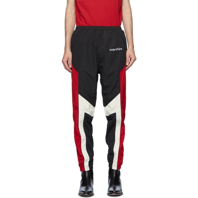 Photo: Moschino Black and Red Broken Logo Track Pants