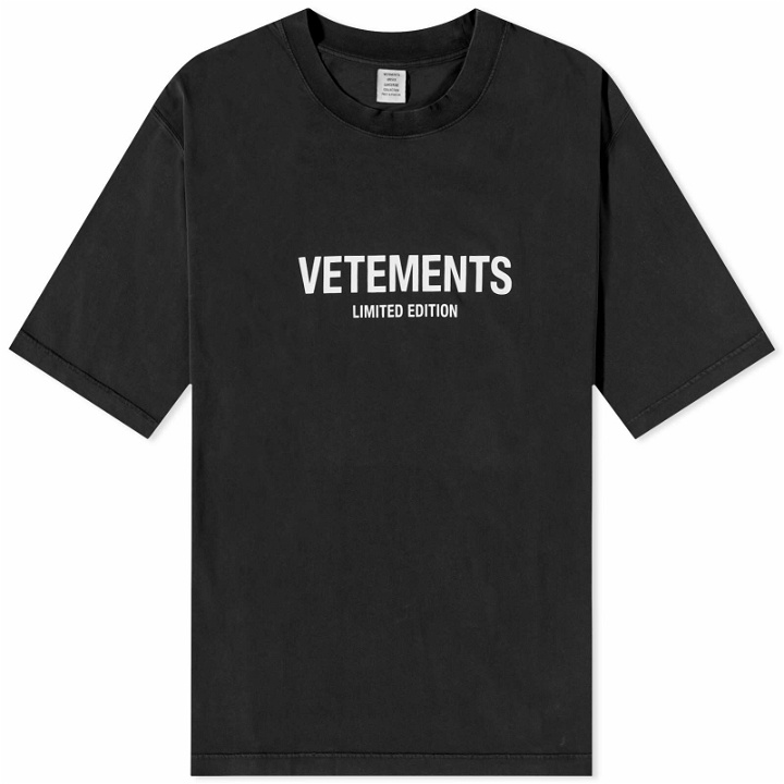 Photo: Vetements Men's Limited Edition Logo T-Shirt in Black
