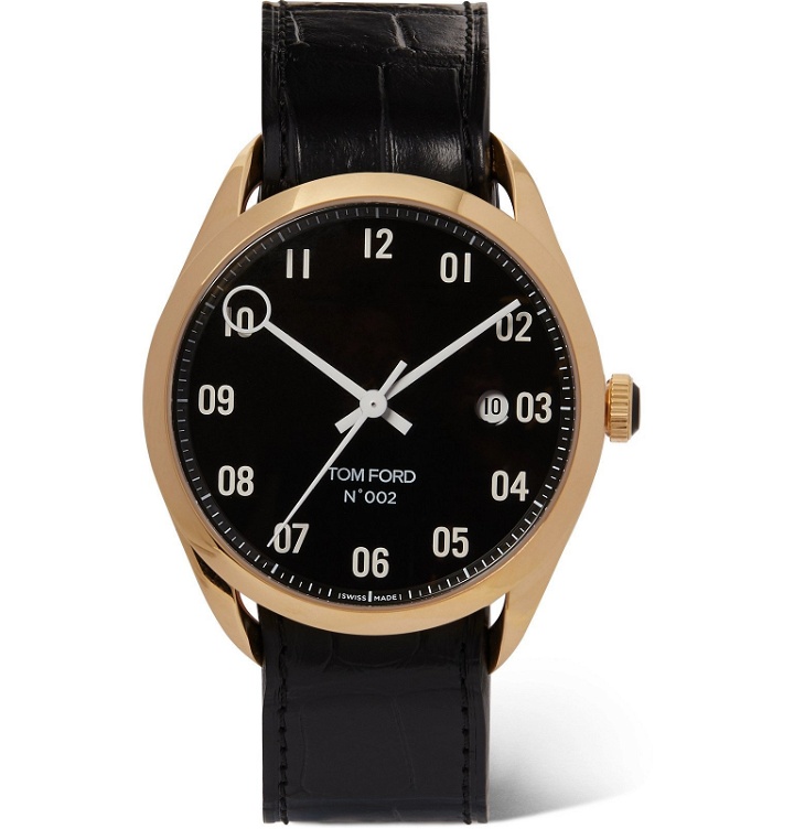 Photo: Tom Ford Timepieces - 002 40mm 18-Karat Gold and Alligator Watch - Black