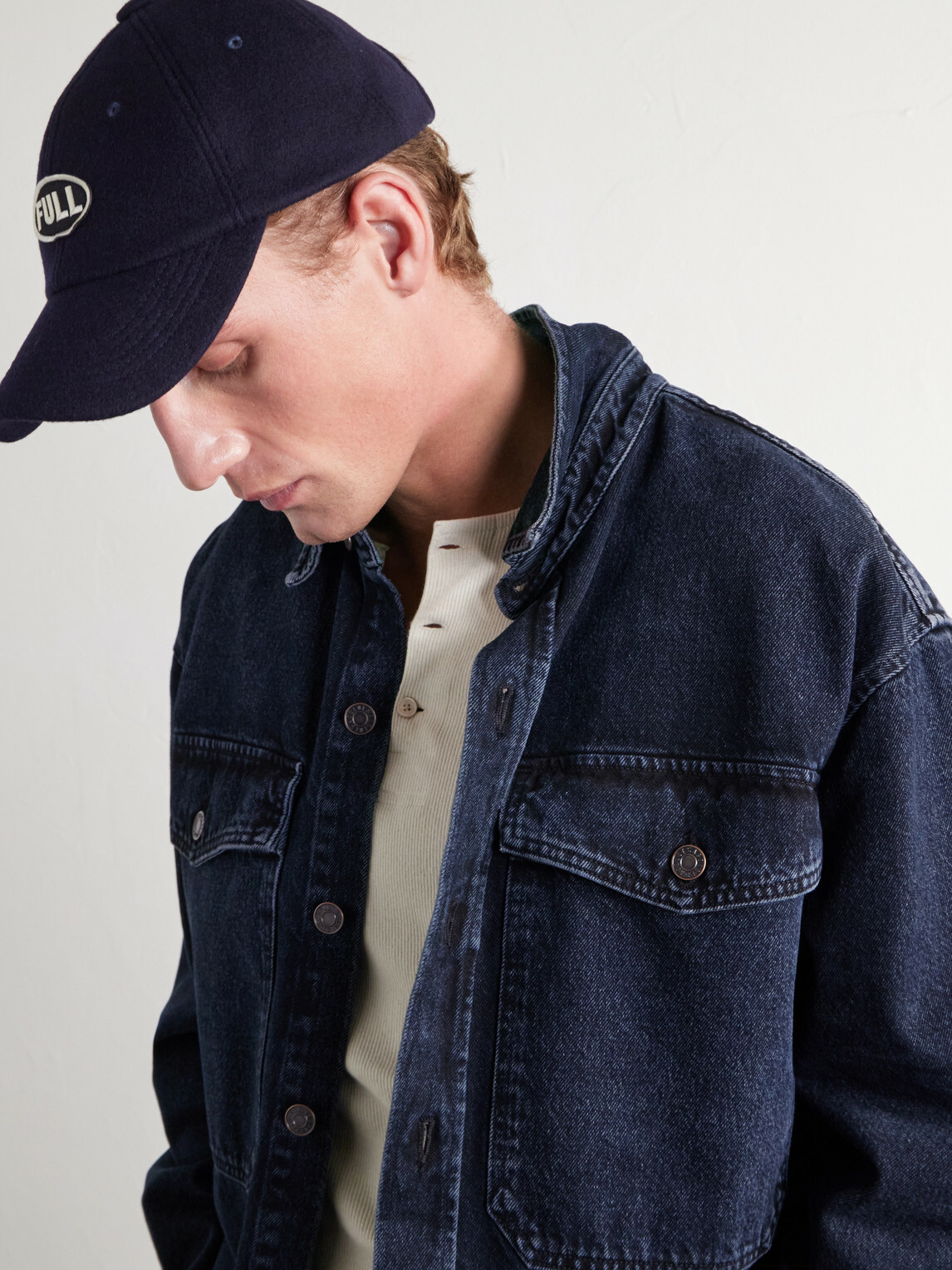 FULLCOUNT - Logo-Appliquéd Wool-Blend Cap - Blue