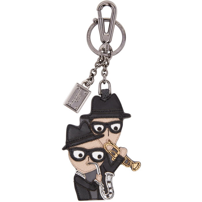Photo: Dolce and Gabbana Black Leather Family Keychain