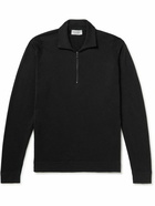 John Smedley - Letterford Slim-Fit Sea Island Cotton Half-Zip Sweater - Black