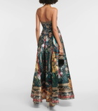 Camilla Printed strapless satin gown