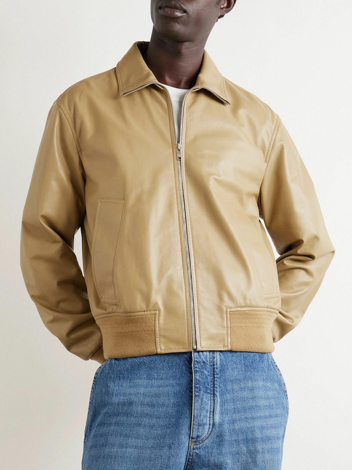 Bottega Veneta - Oversized Leather Blouson Jacket - Neutrals