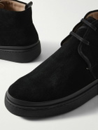 Mulo - Leather-Trimmed Waxed-Suede Chukka Boots - Black